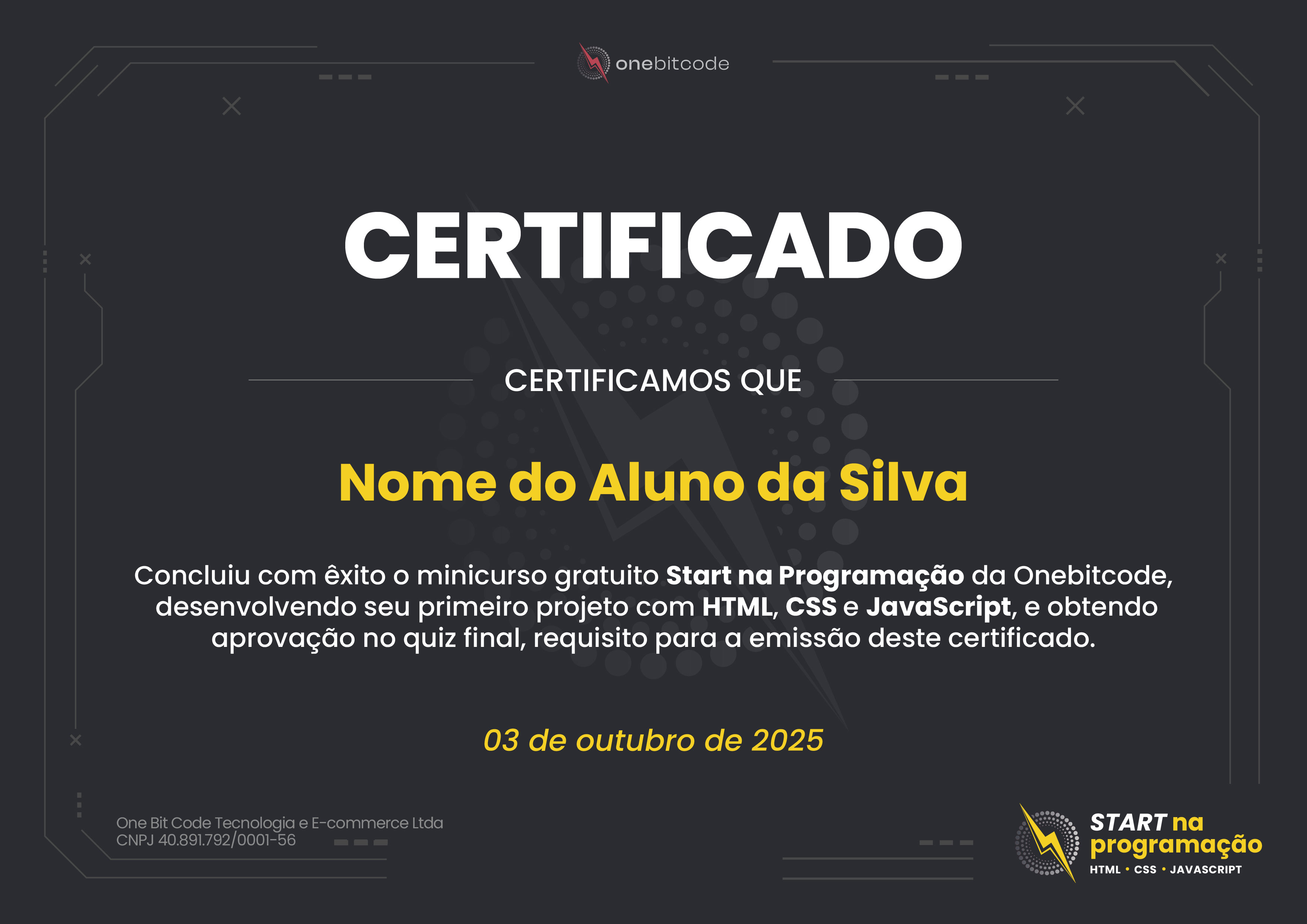 Certificado Start na Programação